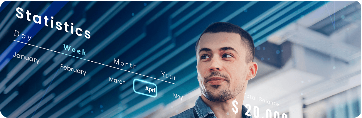 Man using futuristic dashboard