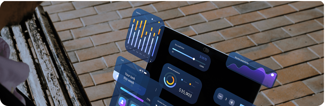 Man using futuristic dashboard