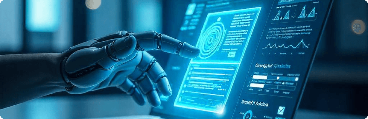 Man using futuristic dashboard