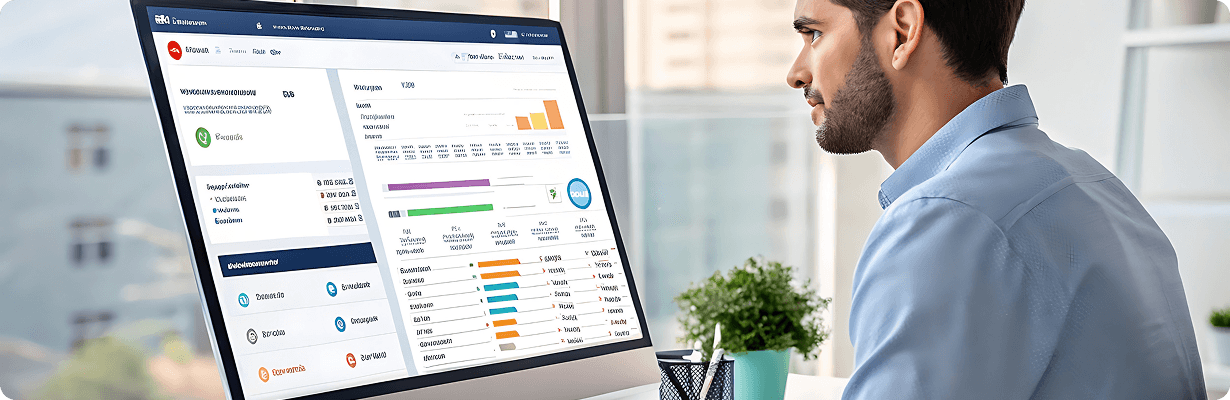 Man using futuristic dashboard